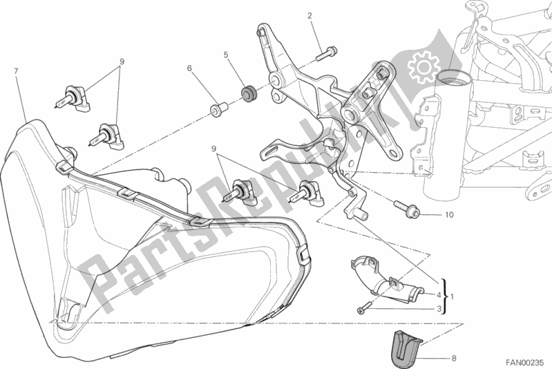 All parts for the Headlight of the Ducati Multistrada 1200 S Sport 2012
